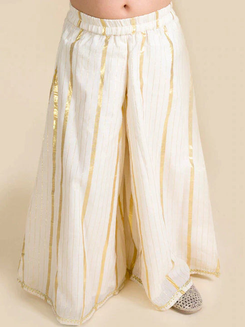 Girls Yellow Leheriya Pure Cotton Kurta With Palazzos With Dupatta